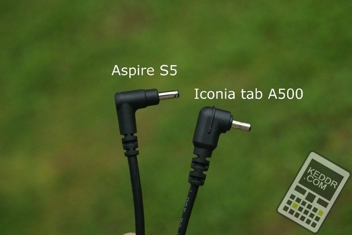 Сравнение разъемов зарядного устройства Aspire и Iconia tab A500