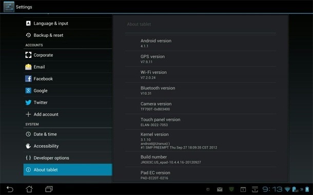 Официальное обновление Android 4.1.1 для Asus Transformer Pad Infinity TF700
