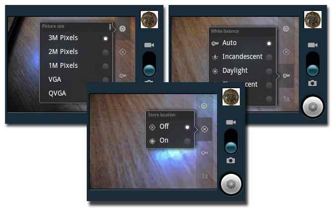 Скриншот интерфейса камеры Motorola SPICE key XT316