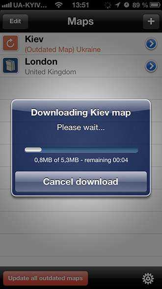 City Maps 2Go - Downloading Kiev map