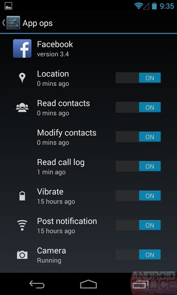Android 4.3 - App ops