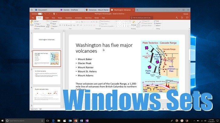 Microsoft анонсировала новую функцию Sets в Windows 10