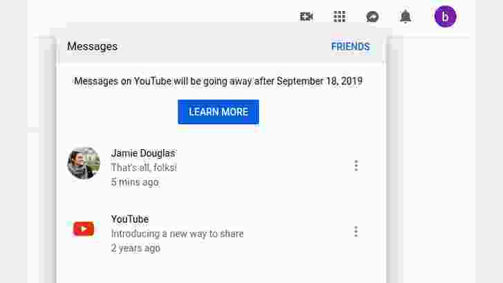 YouTube уберет возможность отправки личных сообщений