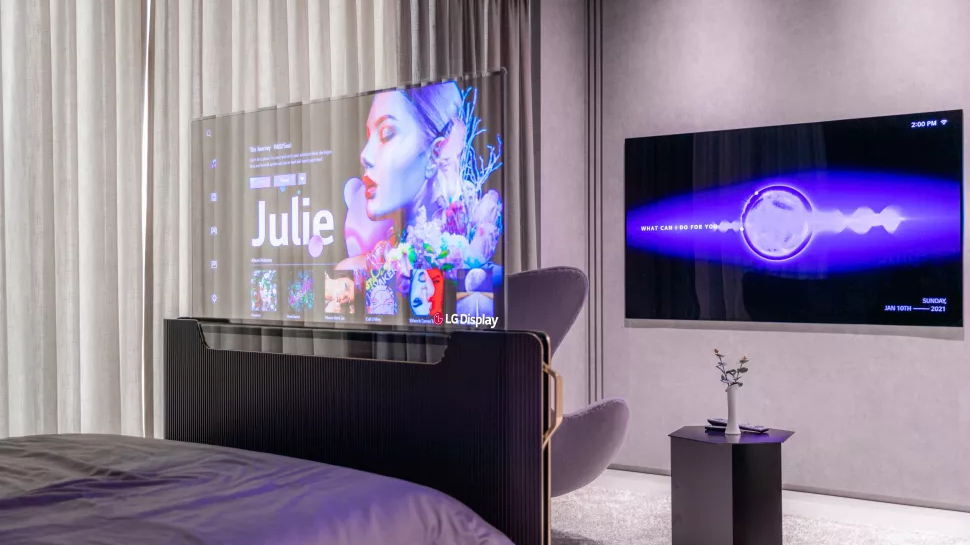LG предлагает использовать 55″ прозрачный OLED-телевизор в качестве изножья кровати