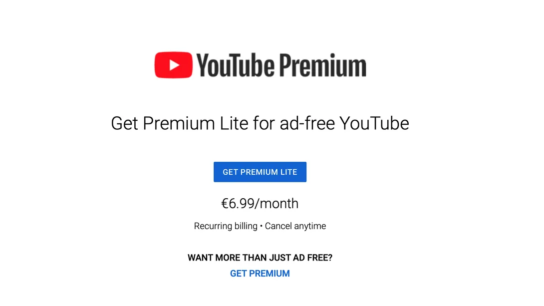 Google тестирует новую подписку YouTube Premium Lite без доступа к YouTube Music