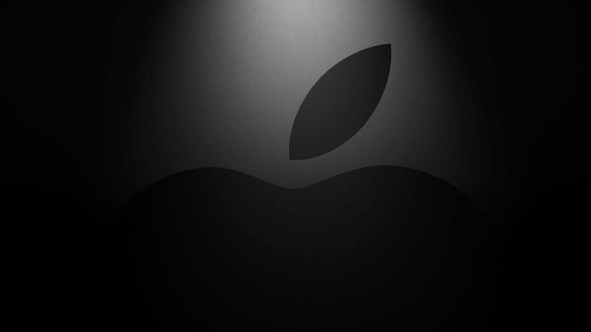 Логотип Apple на темному фоні з градієнтним освітленням