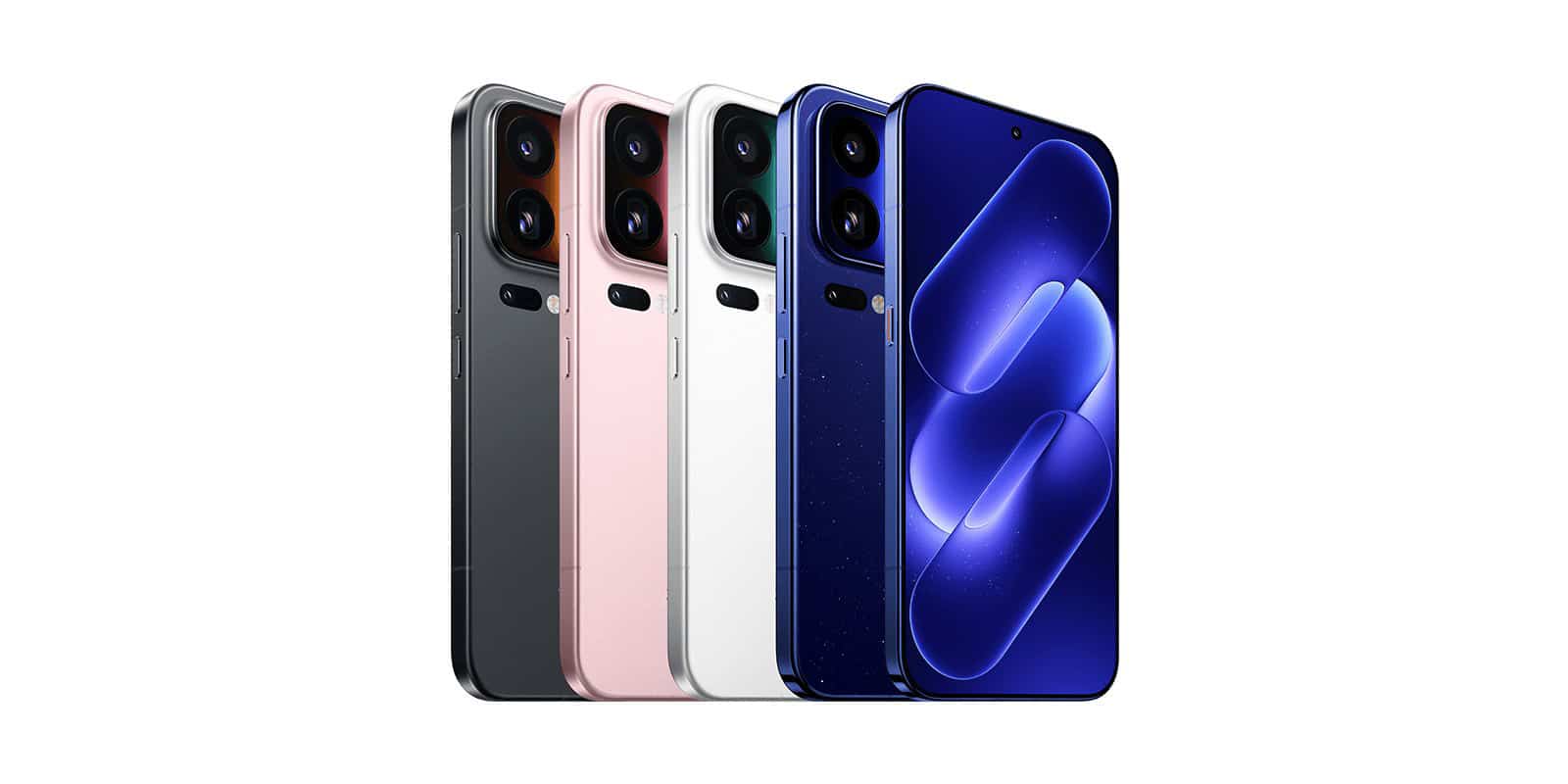 Лінійка смартфонів Xiaomi 18 Pro у чотирьох кольорах: чорний, рожевий, білий та синій