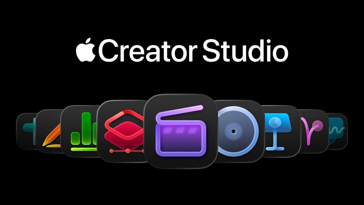 Логотип Apple Creator Studio з іконками професійних застосунків для творців: Final Cut Camera, Pages, Numbers, Keynote та