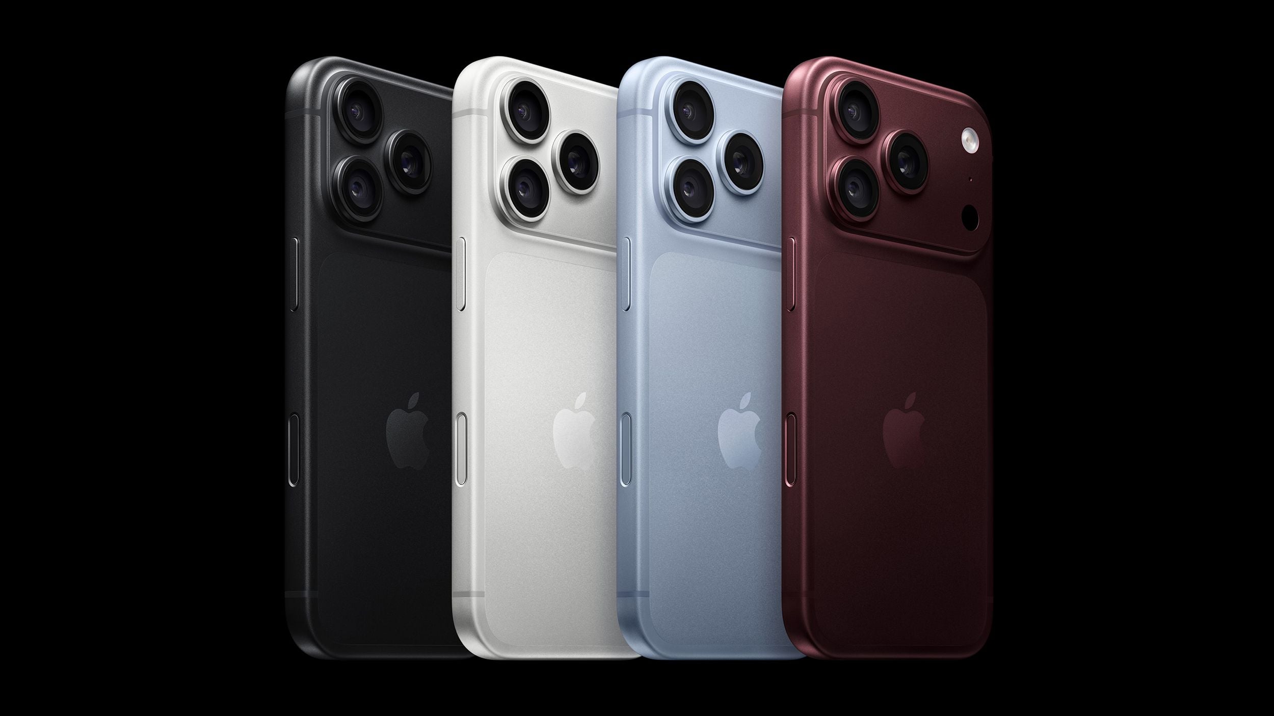 IPhone Pro у чотирьох варіантах: чорний, білий, блакитний та гранатово-червоний