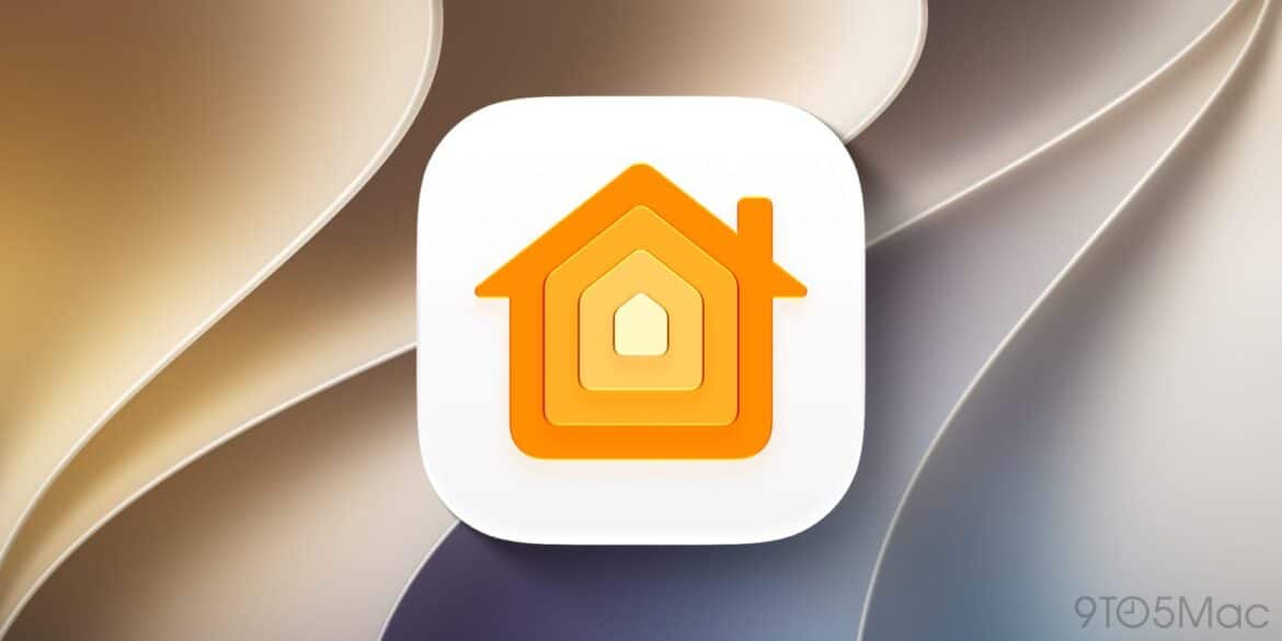 Іконка додатку Apple Home з вложеними оранжевими силуетами будинків на білому квадратному фоні