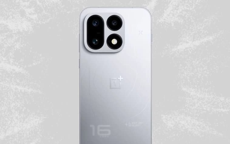 OnePlus 16 у срібному кольорі з квадратним модулем чотирьох камер на задній панелі