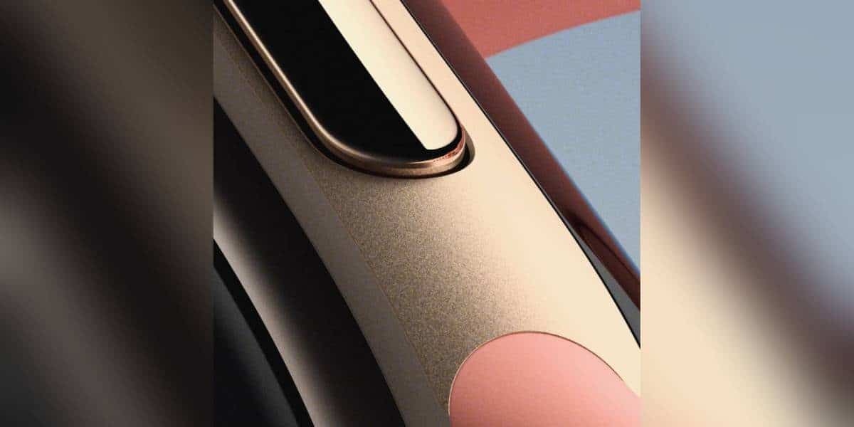 Фітнес-трекер Fitbit Edge з металевим корпусом у кольорі Canyon, вид збоку з сенсорною панеллю