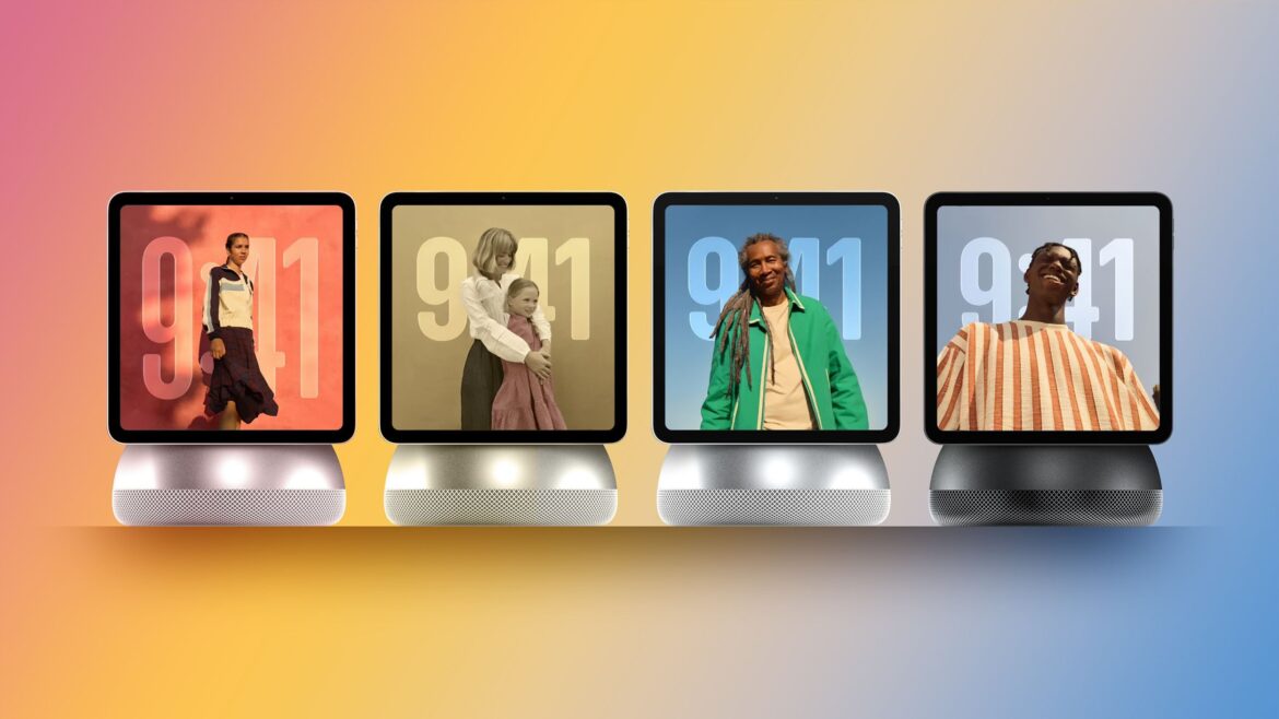 Чотири пристрої розумного дому з дисплеями на градієнтному фоні, що символізують розширення екосистеми Apple для домашньої