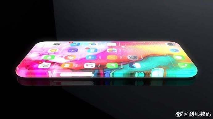 Концепт iPhone з яскравим повноекранним дисплеєм, що огинає всі боки пристрою без видимих рамок